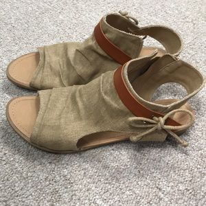 Covered sandals. Worn once. Size 8.5